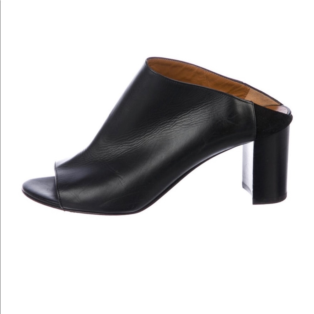 Black leather Aquatalia slides